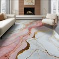 thumbnail image 1 of ODIKA 8'x10' Pink Gold White Abstract Swirl Vein Washable Area Rug Glamorous Stone Ripples Bright Metallic Streaks Centered Flow for Dining Room, Large Office, Lounge, Non-Slip Chair-Friendly Mat, 1 of 7
