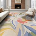 thumbnail image 1 of ODIKA 8'x10' Soft Pastel Florals Blooms in Butter Hues Washable Area Rug Elegant Floral Design with Artistic Flair Durable, Non-Slip for Living Room, Under Sectional, Family, 1 of 7