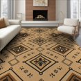 thumbnail image 1 of ODIKA 8'x10' Tan Diamond Floral Medallion Washable Area Rug Geometric Lattice Design With Ornate Botanical Motifs And Decorative Durable, Non-Slip for Living Room, Under Sectional, Family, 1 of 7