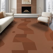 ODIKA 8'x10' Terracotta Modern Geometric Abstract Washable Area Rug Contemporary Mid Century Stepped Diamond Circle Moti