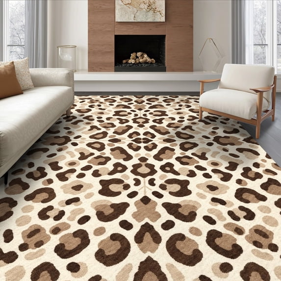 ODIKA 8'x10' Ultra-Soft Area Rug, Abstract Inspired Patches Border Southwestern Symmetry Spotted Flowing Dynamic None Washable, Bare feet friendly, Silk-Touch for Bedroom, Under Sectional