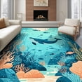 thumbnail image 1 of ODIKA 8'x10' Ultra-Soft Area Rug, Animals Whale Turtle Underwater Cartoon Coral Reef Ocean Nautical None Washable, Bare feet friendly, Silk-Touch for Bedroom, Under Sectional, 1 of 7