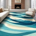 thumbnail image 1 of ODIKA 8'x10' Ultra-Soft Area Rug, Bathroom Nautical Compass Wave Border Decorative Ocean Funky None Washable, Bare feet friendly, Silk-Touch for Bedroom, Under Sectional, 1 of 7