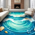 thumbnail image 1 of ODIKA 8'x10' Ultra-Soft Area Rug, Bathroom Ocean Wave Tufted Starfish Seashell Beachy Nautical None Washable, Bare feet friendly, Silk-Touch for Bedroom, Under Sectional, 1 of 7