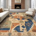 thumbnail image 1 of ODIKA 8'x10' Ultra-Soft Area Rug, Blue Beige Geometric Abstract Design Elegant with Artistic Borders Washable, Bare feet friendly, Silk-Touch for Bedroom, Under Sectional, 1 of 7