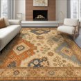 thumbnail image 1 of ODIKA 8'x10' Ultra-Soft Area Rug, Blue and Terracotta Vintage Floral Design Intricate Garden Motif with Geometric Washable, Bare feet friendly, Silk-Touch for Bedroom, Under Sectional, 1 of 7
