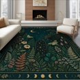 thumbnail image 1 of ODIKA 8'x10' Ultra-Soft Area Rug, Dark Green Botanical Night Scene Celestial Motifs with Floral and Insect Details Washable, Bare feet friendly, Silk-Touch for Bedroom, Under Sectional, 1 of 7