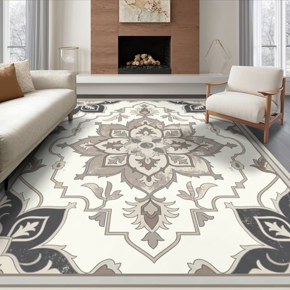 Abstract Rug Minimalistic ODIKA 8'x10' Ultra-Soft Area Rug, Faded Center Brushstroke Minimalist ...