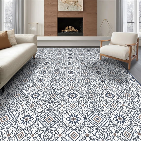ODIKA 8'x10' Ultra-Soft Area Rug, Front Door Geometric Featuring Interlocking Entrance Bedside None Washable, Bare feet friendly, Silk-Touch for Bedroom, Under Sectional