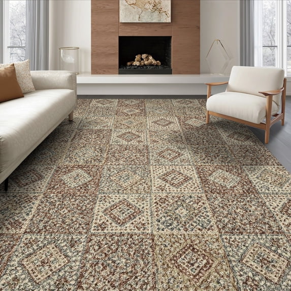 ODIKA 8'x10' Ultra-Soft Area Rug, Front Door Scattered Dot Geometric Transitional Paneled Bedside None Washable, Bare feet friendly, Silk-Touch for Bedroom, Under Sectional