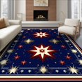 thumbnail image 1 of ODIKA 8'x10' Ultra-Soft Area Rug, July Independence Fourth Starburst Patriotic Stripe Reinforced None Washable, Bare feet friendly, Silk-Touch for Bedroom, Under Sectional, 1 of 7