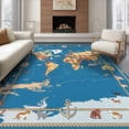 thumbnail image 1 of ODIKA 8'x10' Ultra-Soft Area Rug, Map Playroom Ocean Voyage Icons Nautical Frame Large Flowing Dynamic None Washable, Bare feet friendly, Silk-Touch for Bedroom, Under Sectional, 1 of 7