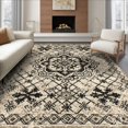 thumbnail image 1 of ODIKA 8'x10' Ultra-Soft Area Rug, Modern Farmhouse Boho Medallion With Distressed Diamond Lattice Border None Washable, Bare feet friendly, Silk-Touch for Bedroom, Under Sectional, 1 of 7