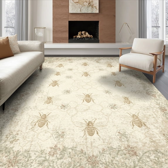 ODIKA 8'x10' Ultra-Soft Area Rug, Motif Scroll Border Honeycomb Distressed Boho Lattice Vintage Flowing Dynamic None Washable, Bare feet friendly, Silk-Touch for Bedroom, Under Sectional