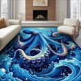 thumbnail image 1 of ODIKA 8'x10' Ultra-Soft Area Rug, Navy Animals Octopus Marine Creature Wave Border Tentacle Nautical None Washable, Bare feet friendly, Silk-Touch for Bedroom, Under Sectional, 1 of 7