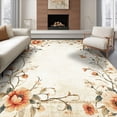 thumbnail image 1 of ODIKA 8'x10' Ultra-Soft Area Rug, Neutral Distressed Scrolling Vine Border Vintage Livingroom Playroom None Washable, Bare feet friendly, Silk-Touch for Bedroom, Under Sectional, 1 of 7