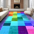 thumbnail image 1 of ODIKA 8'x10' Ultra-Soft Area Rug, Ombre Short Checkerboard Contemporary Geometric Checkered Pile None Washable, Bare feet friendly, Silk-Touch for Bedroom, Under Sectional, 1 of 7