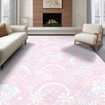 thumbnail image 1 of ODIKA 8'x10' Ultra-Soft Area Rug, Preppy Cute Motif Clusters Checkered Scattered Motifs Dotted Pink Flowing None Washable, Bare feet friendly, Silk-Touch for Bedroom, Under Sectional, 1 of 7