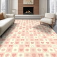 thumbnail image 1 of ODIKA 8'x10' Ultra-Soft Area Rug, Preppy Kawaii Checkered Plaid Starburst Motifs Cute Scattered Pink Flowing None Washable, Bare feet friendly, Silk-Touch for Bedroom, Under Sectional, 1 of 7