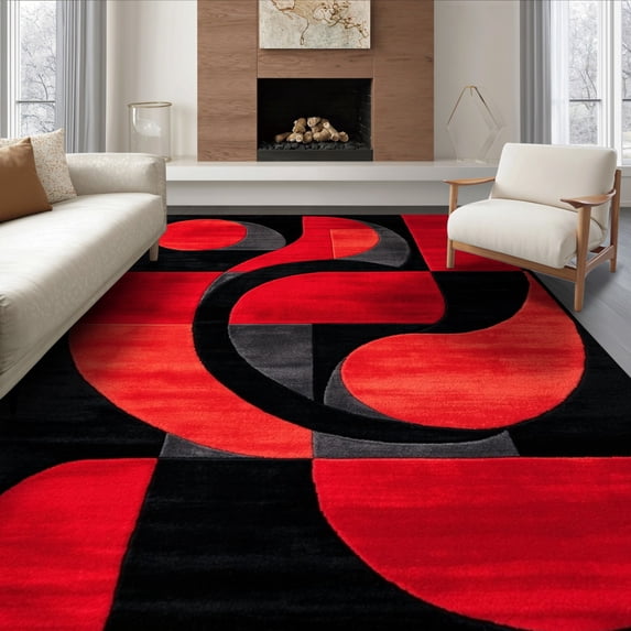 ODIKA 8'x10' Ultra-Soft Area Rug, Red Black Halloween Front Door ...