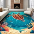 thumbnail image 1 of ODIKA 8'x10' Ultra-Soft Area Rug, Sea Turtle Ocean Animal Design With Coral Reef And Marine Life Border None Washable, Bare feet friendly, Silk-Touch for Bedroom, Under Sectional, 1 of 7