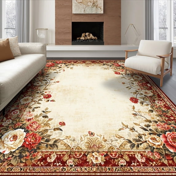 Border Style Rugs ODIKA 8'x10' Ultra-Soft Area Rug, Vintage Deep Ornamental Scrolling ...