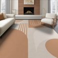 thumbnail image 1 of ODIKA 8'x10' Warm Peach Tones Geometric Harmony Washable Area Rug Modern Abstract Design with Curves and Lines Non-Slip Chair-Friendly Mat for Dining Room, Large Office, Lounge, 1 of 7