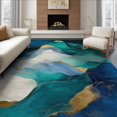 thumbnail image 1 of ODIKA 8'x10' Washable Area Rug Abstract Ocean Wave With Modern Marble Swirl And Gold Accents for Living Room, Under Sectional, Family , Durable, Non-Slip, 1 of 7