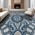 thumbnail image 1 of ODIKA 8'x10' Washable Area Rug Animals Marine Turtle Scattered Ocean Border Symmetrical Nautical for Living Room, Under Sectional, Family , Durable, Non-Slip, 1 of 7