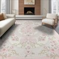 thumbnail image 1 of ODIKA 8'x10' Washable Area Rug Bathroom Delicate Border Scroll Ribbon Detail Rectangular Oushak for King Size Bedroom Under Bed, Master Suite, Non-Shedding, Easy Care, 1 of 7