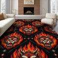 thumbnail image 1 of ODIKA 8'x10' Washable Area Rug Beast Tattoo Statement Arcade Motifs Designer Graphic Face Refined for Dining Room, Large Office, Lounge, Non-Slip Chair-Friendly Mat, 1 of 7