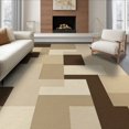 thumbnail image 1 of ODIKA 8'x10' Washable Area Rug Beige Abstract Interlocking Shapes Neutral Blocks Brushstroke Large Flowing for King Size Bedroom Under Bed, Master Suite, Non-Shedding, Easy Care, 1 of 7