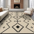 thumbnail image 1 of ODIKA 8'x10' Washable Area Rug Beige Black Geometric Diamond Design Accent Elegant Symmetric with Bold Contrasts for Living Room, Under Sectional, Family , Durable, Non-Slip, 1 of 7