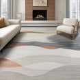 thumbnail image 1 of ODIKA 8'x10' Washable Area Rug Beige Cream Flowing Watercolor Stripe Contemporary Wave Abstract for Living Room, Under Sectional, Family , Durable, Non-Slip, 1 of 7