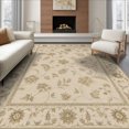 thumbnail image 1 of ODIKA 8'x10' Washable Area Rug Beige Floral Elegance with Ornate Border Classic Motifs and Detailed Vine for Living Room, Under Sectional, Family , Durable, Non-Slip, 1 of 7