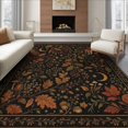 thumbnail image 1 of ODIKA 8'x10' Washable Area Rug Black Autumn Botanical Nightscape Whimsical Foliage with Celestial Accents for Dining Room, Large Office, Lounge, Non-Slip Chair-Friendly Mat, 1 of 7
