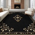 thumbnail image 1 of ODIKA 8'x10' Washable Area Rug Black Beige Floral Elegance with Classic Border Ornate Motifs and Symmetrical Design for King Size Bedroom Under Bed, Master Suite, Non-Shedding, Easy Care, 1 of 7
