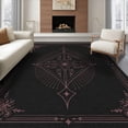 thumbnail image 1 of ODIKA 8'x10' Washable Area Rug Black and Burgundy Art Design Intricate Geometric with Floral Accents for Living Room, Under Sectional, Family , Durable, Non-Slip, 1 of 7