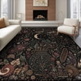 thumbnail image 1 of ODIKA 8'x10' Washable Area Rug Black Enchanted Garden Nighttime Botanicals Intricate Floral and Celestial Motifs for Dining Room, Large Office, Lounge, Non-Slip Chair-Friendly Mat, 1 of 7