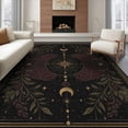 thumbnail image 1 of ODIKA 8'x10' Washable Area Rug Black Gold Celestial Compass Botanical Motifs Elegant Geometric Stars Moon for Living Room, Under Sectional, Family , Durable, Non-Slip, 1 of 7