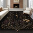 thumbnail image 1 of ODIKA 8'x10' Washable Area Rug Black Gold Celestial Garden Ornate Design Elegant Floral and Moon Phases Motif for Dining Room, Large Office, Lounge, Non-Slip Chair-Friendly Mat, 1 of 7