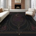 thumbnail image 1 of ODIKA 8'x10' Washable Area Rug Black Gold Celestial Moon and Roses Design Elegant Floral Astronomical Motifs for Living Room, Under Sectional, Family , Durable, Non-Slip, 1 of 7