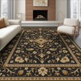 thumbnail image 1 of ODIKA 8'x10' Washable Area Rug Black Gold Floral Elegance with Ornate Borders Intricate Golden Florals on Base for King Size Bedroom Under Bed, Master Suite, Non-Shedding, Easy Care, 1 of 7
