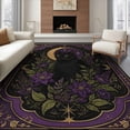 thumbnail image 1 of ODIKA 8'x10' Washable Area Rug Black Purple Mystical Cat and Floral Motif Design Celestial with Lavender for Living Room, Under Sectional, Family , Durable, Non-Slip, 1 of 7