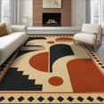 thumbnail image 1 of ODIKA 8'x10' Washable Area Rug Black Rust and Geometric Design Bold Abstract Shapes with Diamond Border for Living Room, Under Sectional, Family , Durable, Non-Slip, 1 of 7