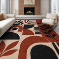 thumbnail image 1 of ODIKA 8'x10' Washable Area Rug Black Terracotta Geometric Leaf Design Modern Abstract Shapes with Motif for Living Room, Under Sectional, Family , Durable, Non-Slip, 1 of 7