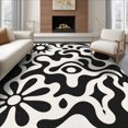 thumbnail image 1 of ODIKA 8'x10' Washable Area Rug Black White Abstract Sun and Waves Design Contemporary Artistic with Shapes for Living Room, Under Sectional, Family , Durable, Non-Slip, 1 of 7