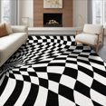thumbnail image 1 of ODIKA 8'x10' Washable Area Rug Black White Geometric Swirl Illusion Design Contemporary Optical Art Style, Dynamic for King Size Bedroom Under Bed, Master Suite, Non-Shedding, Easy Care, 1 of 7