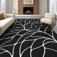 thumbnail image 1 of ODIKA 8'x10' Washable Area Rug Black White Leaf-Inspired Geometric Elegance Contemporary Design with for Dining Room, Large Office, Lounge, Non-Slip Chair-Friendly Mat, 1 of 7