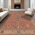 thumbnail image 1 of ODIKA 8'x10' Washable Area Rug Blue Terracotta Floral Geometric Design Intricate Botanical with Classic Borders for King Size Bedroom Under Bed, Master Suite, Non-Shedding, Easy Care, 1 of 7